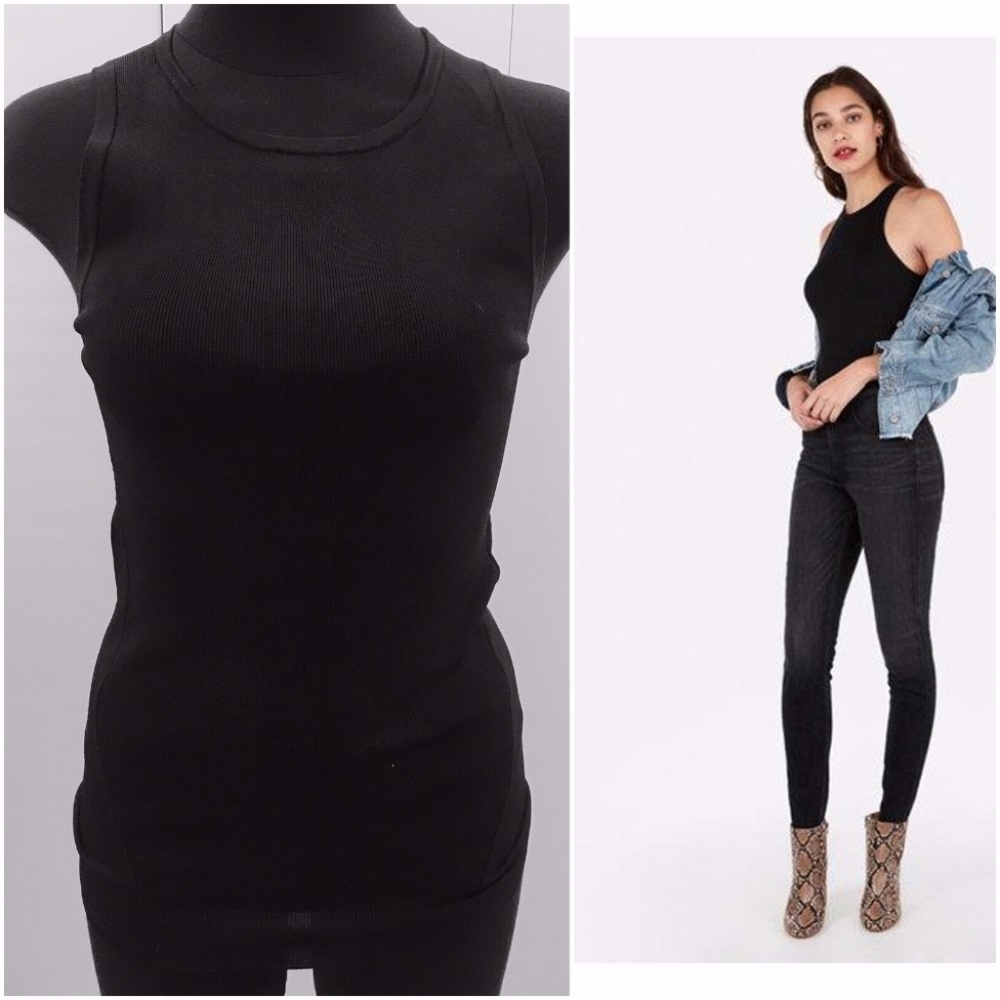Express Black Bandage Ribbed Sleeveless Top Blouse